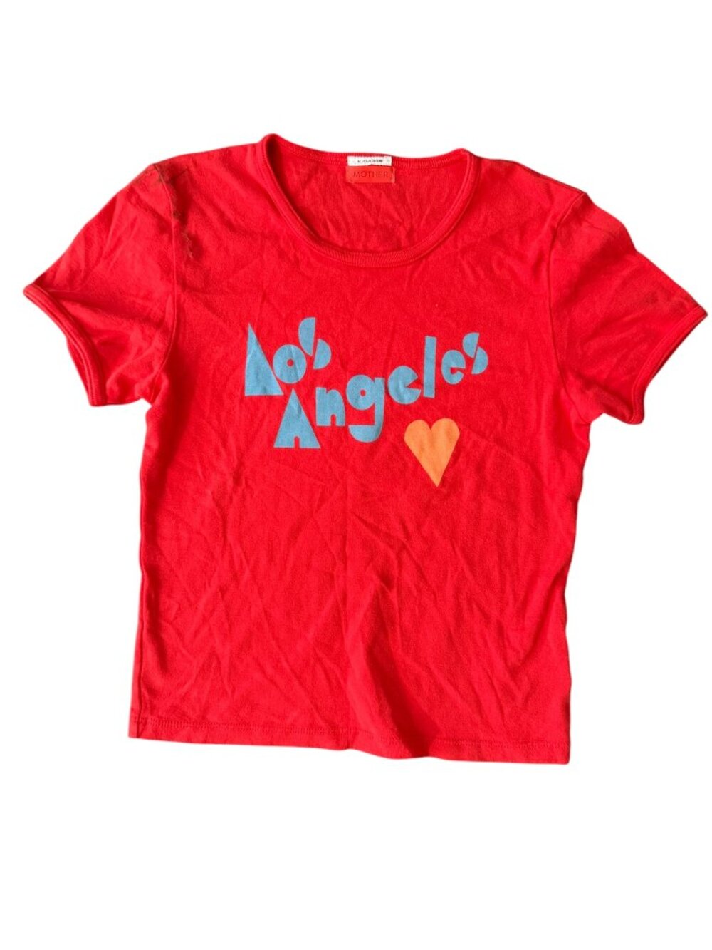 MOTHER Itty Bitty Ringer Tee- Red- Los Angeles Love- M
